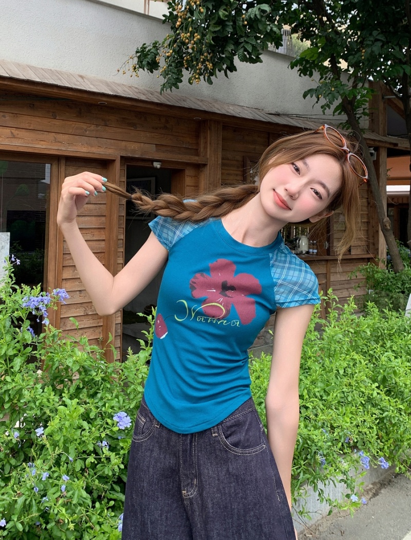 Short sleeve summer slim T-shirt short boats sleeve tops