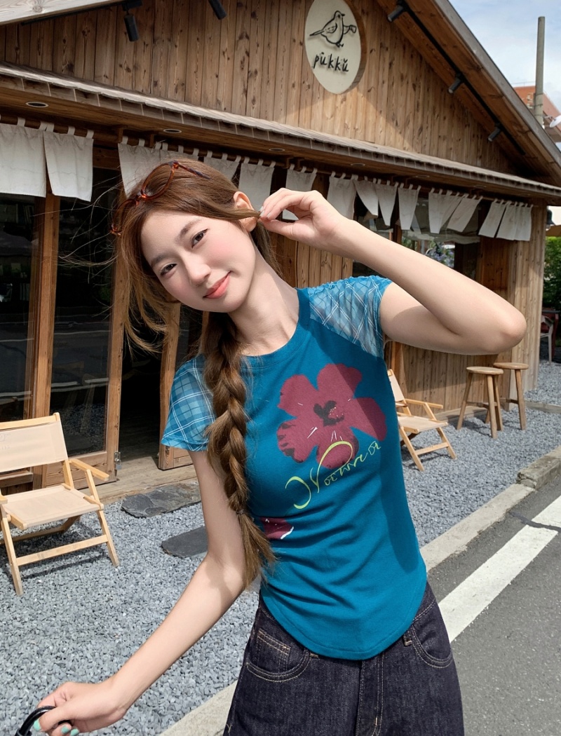 Short sleeve summer slim T-shirt short boats sleeve tops