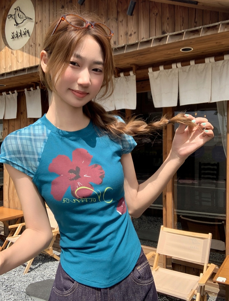Short sleeve summer slim T-shirt short boats sleeve tops