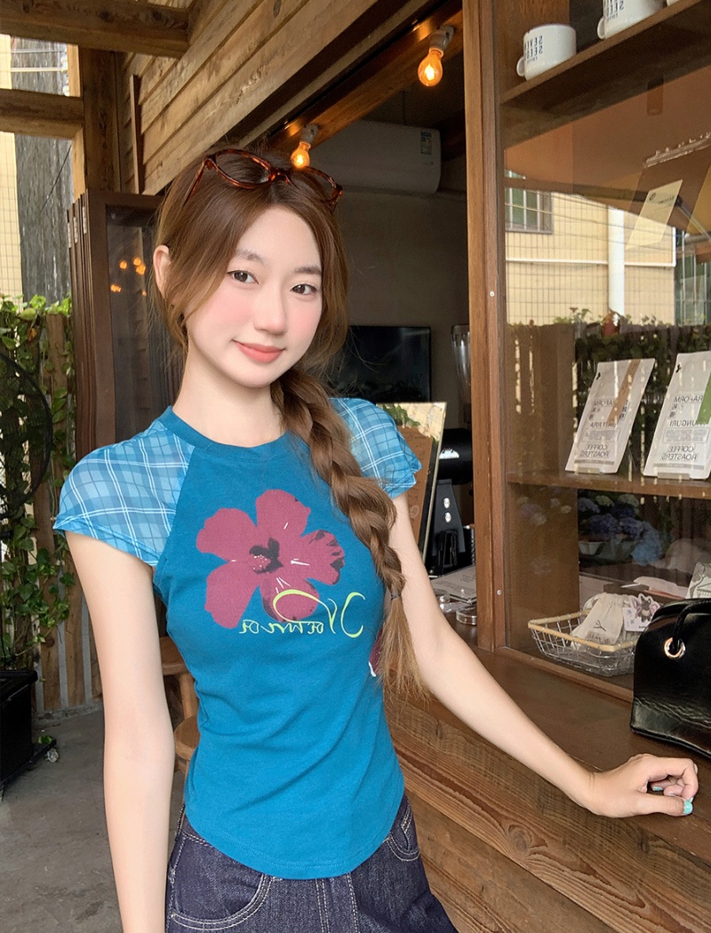 Short sleeve summer slim T-shirt short boats sleeve tops