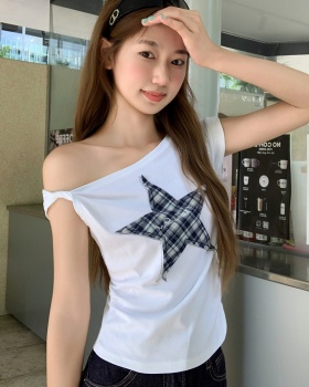 Strapless short tops irregular T-shirt for women