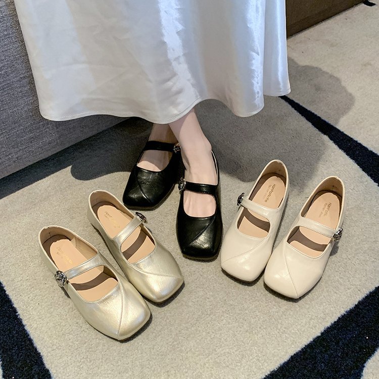 Lady square head flattie France style spring and autumn shoes
