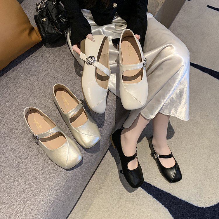Lady square head flattie France style spring and autumn shoes