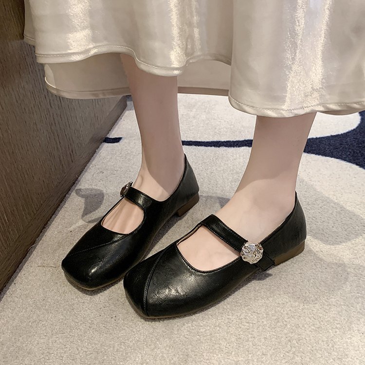 Lady square head flattie France style spring and autumn shoes