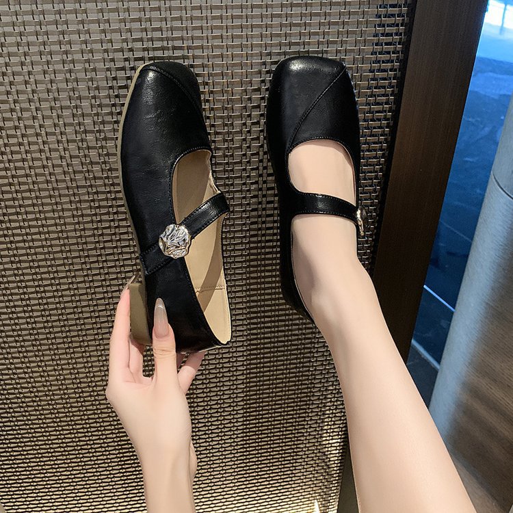 Lady square head flattie France style spring and autumn shoes
