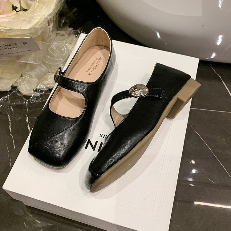 Lady square head flattie France style spring and autumn shoes