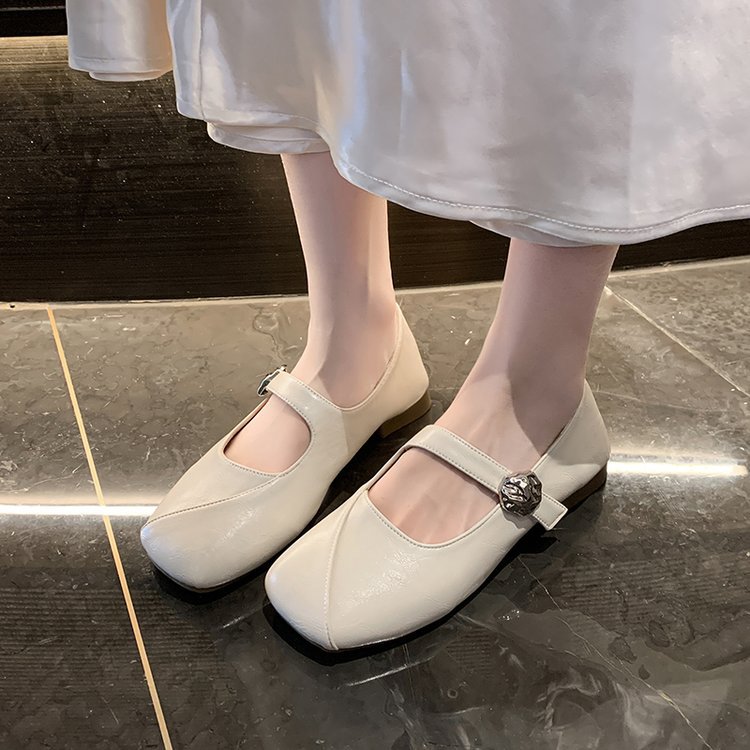 Lady square head flattie France style spring and autumn shoes