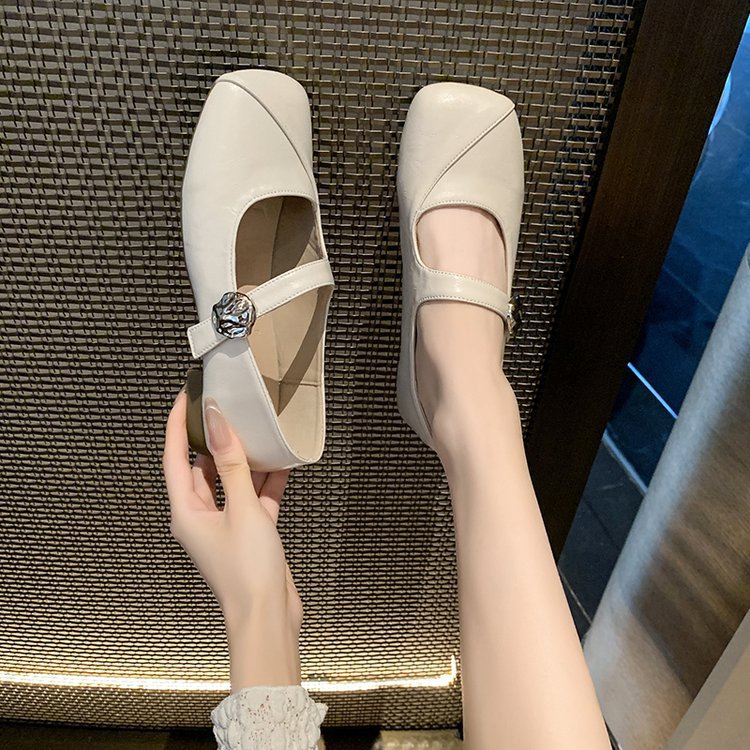 Lady square head flattie France style spring and autumn shoes