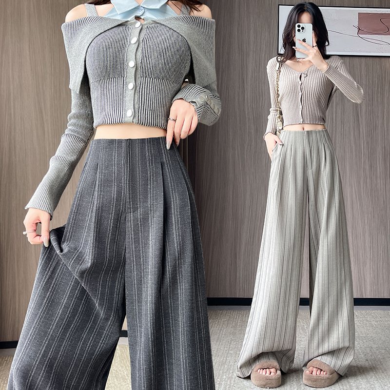 High waist business suit wide leg pants for women