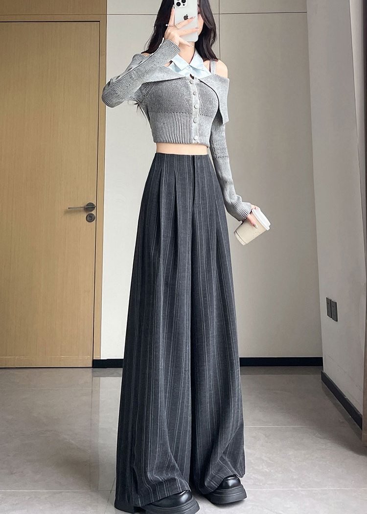 High waist business suit wide leg pants for women
