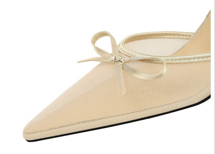 Lace wears outside bow pointed low slippers for women