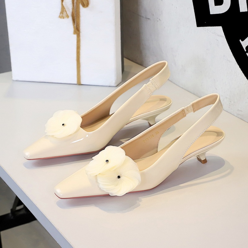 Fashion flowers square head hollow glossy shoes for women