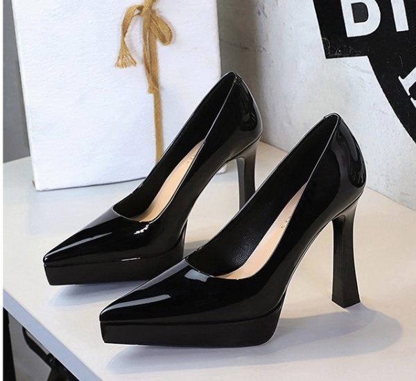 Patent leather pointed shoes high-heeled fashion platform