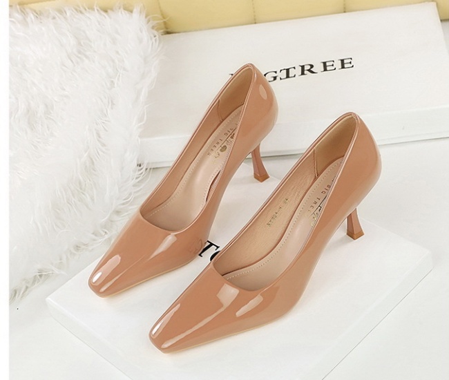 Simple fashion shoes glossy high-heeled shoes for women