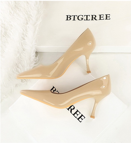 Simple fashion shoes glossy high-heeled shoes for women