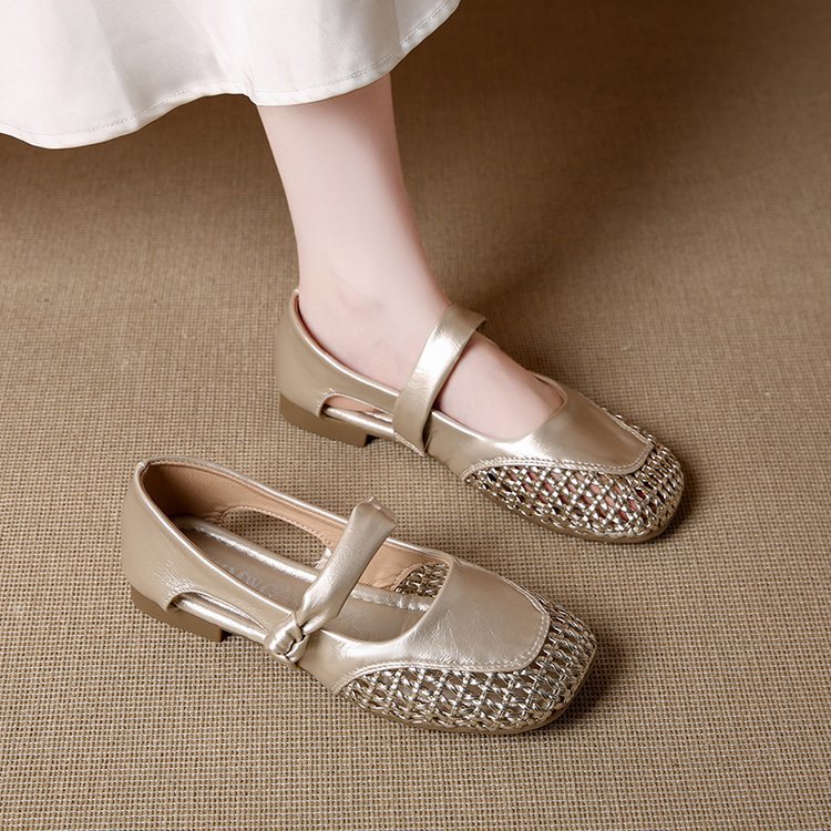 Flat hollow flattie summer lady peas shoes