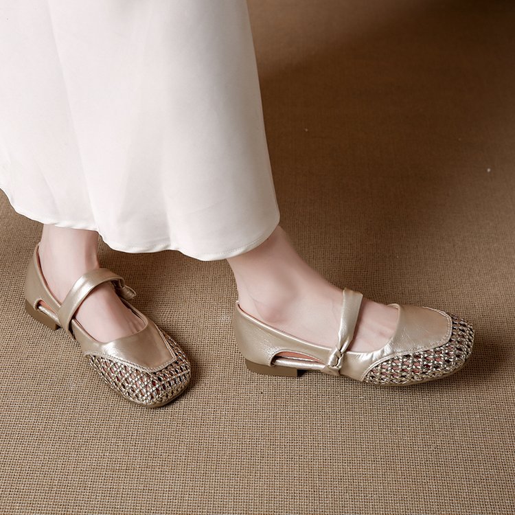 Flat hollow flattie summer lady peas shoes