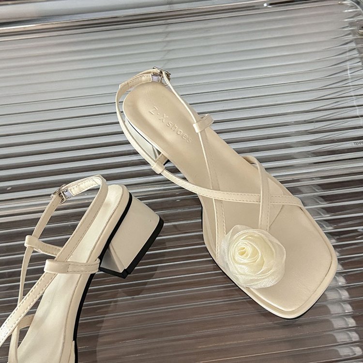Fish mouth summer sandals square head shoes for women