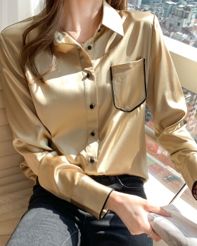 Imitation silk tops fashion small shirt for women