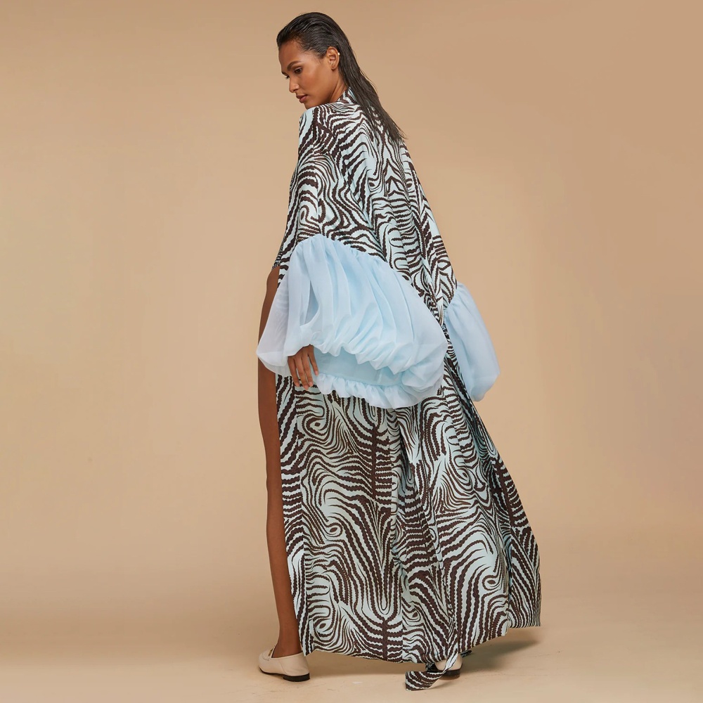 Printing sandy beach cardigan seaside smock for women