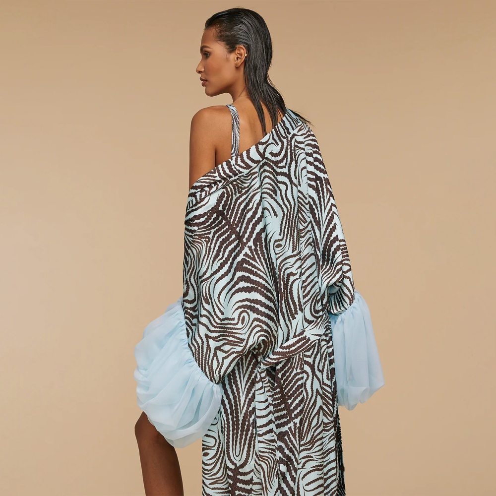 Printing sandy beach cardigan seaside smock for women
