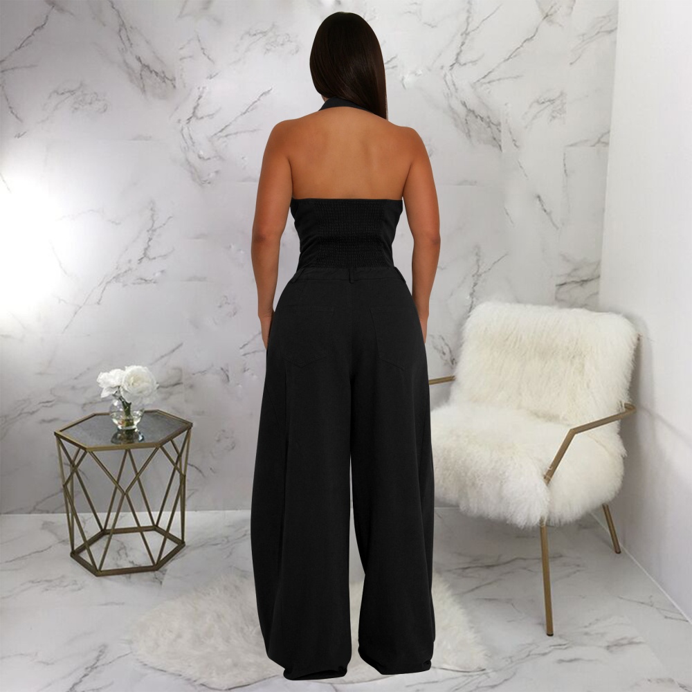 Halter sleeveless European style fashion Casual jumpsuit