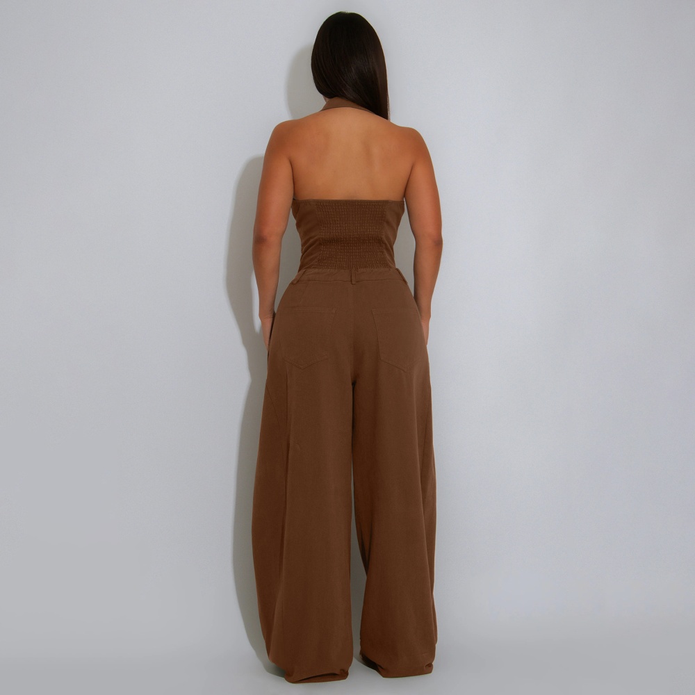 Halter sleeveless European style fashion Casual jumpsuit