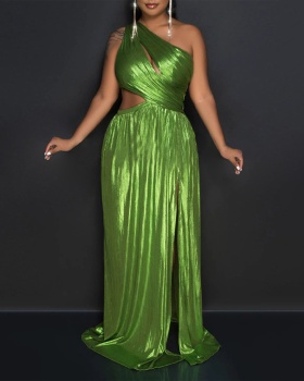 Shoulder split evening dress European style sexy dress