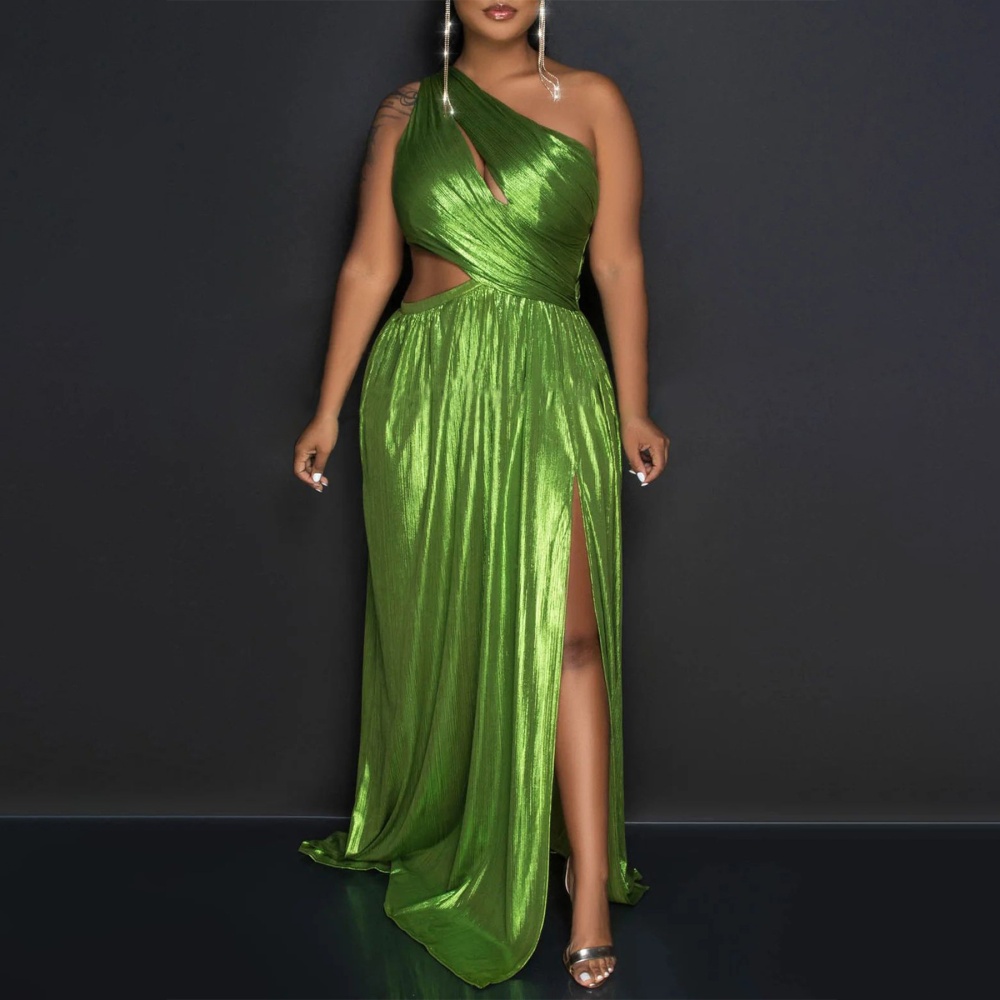 Shoulder split evening dress European style sexy dress