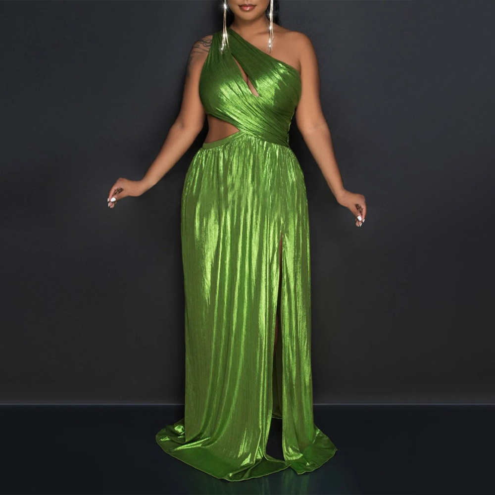 Shoulder split evening dress European style sexy dress