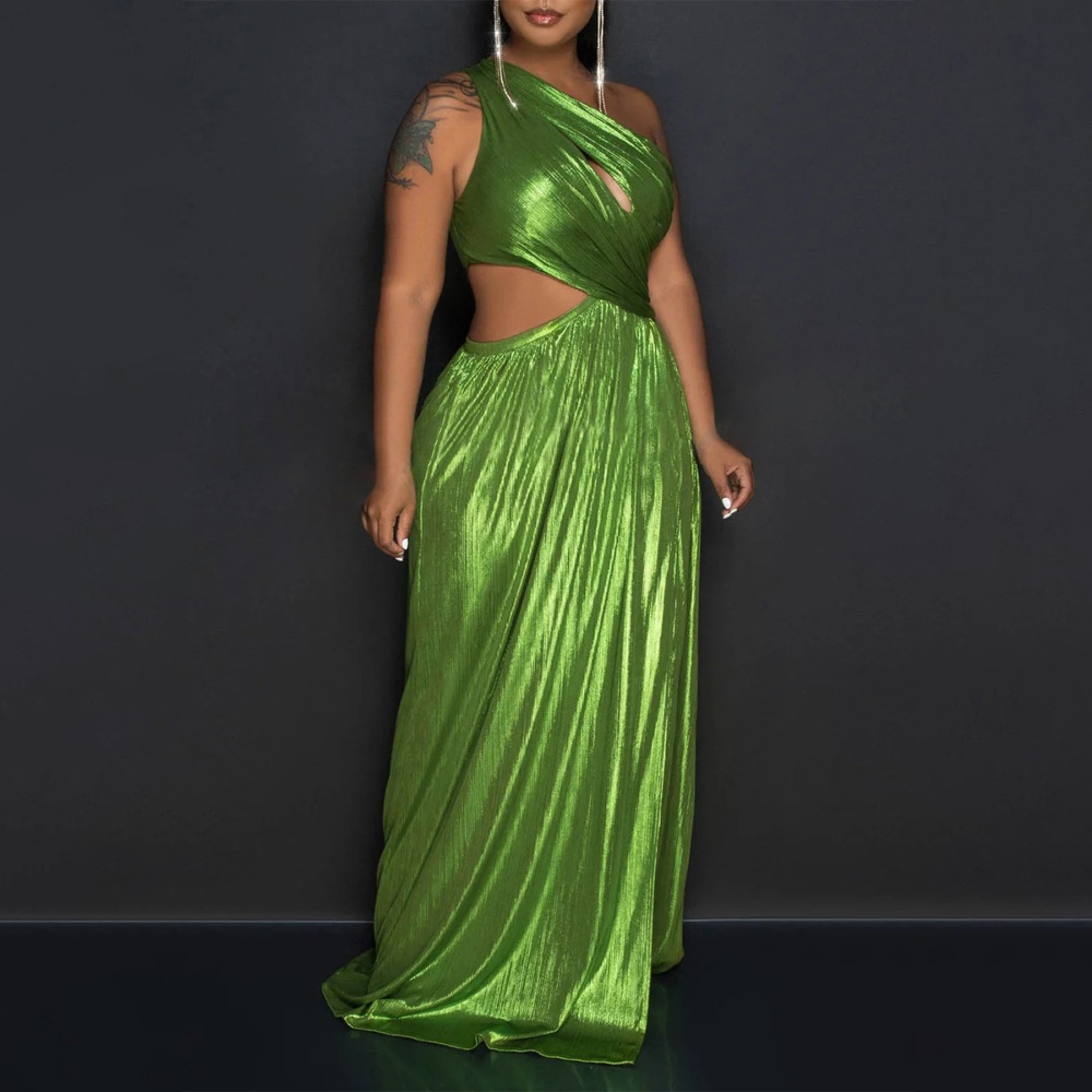 Shoulder split evening dress European style sexy dress