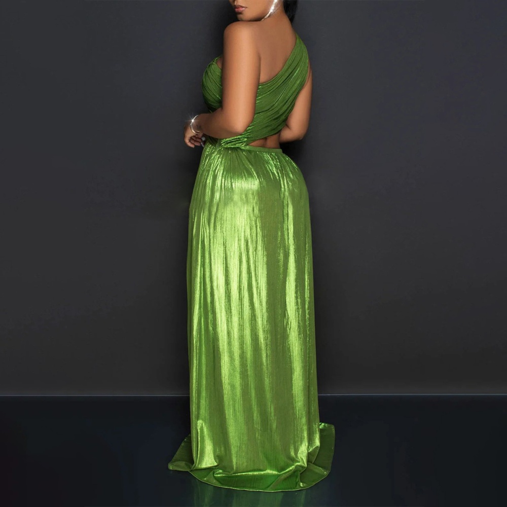 Shoulder split evening dress European style sexy dress