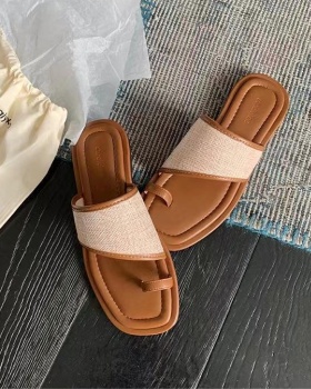 Splice summer Casual sandals weaving square head flat 