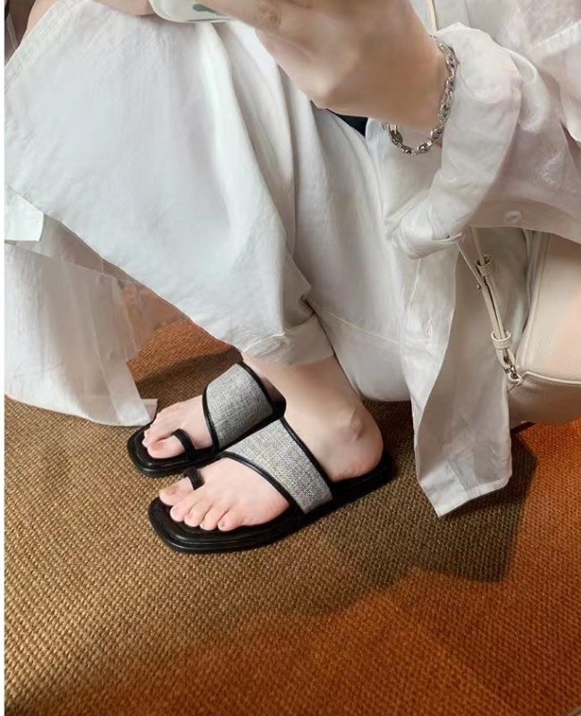 Splice summer Casual sandals weaving square head flat 