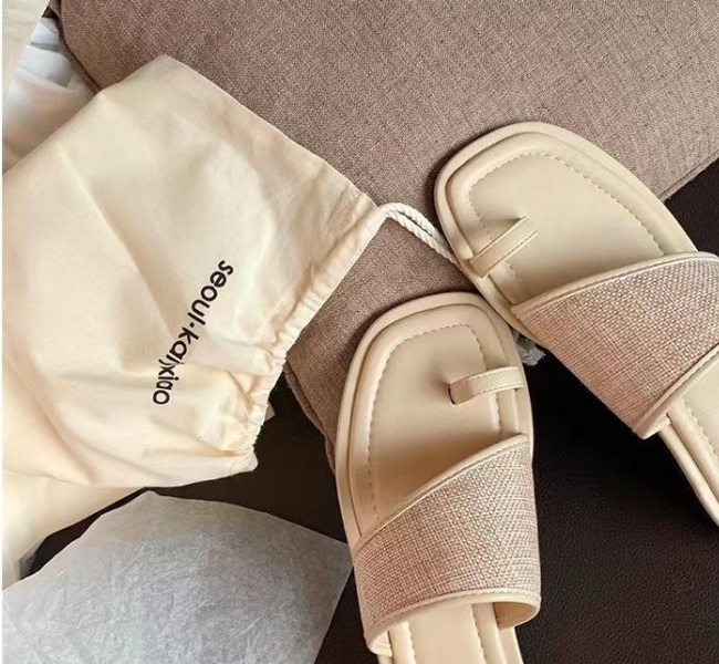Splice summer Casual sandals weaving square head flat 