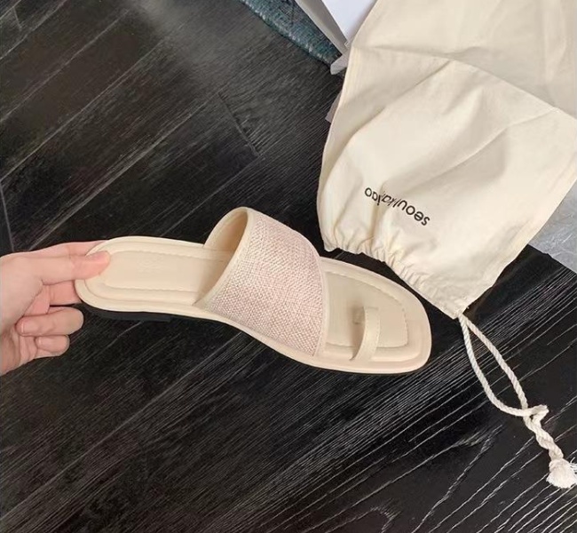 Splice summer Casual sandals weaving square head flat 