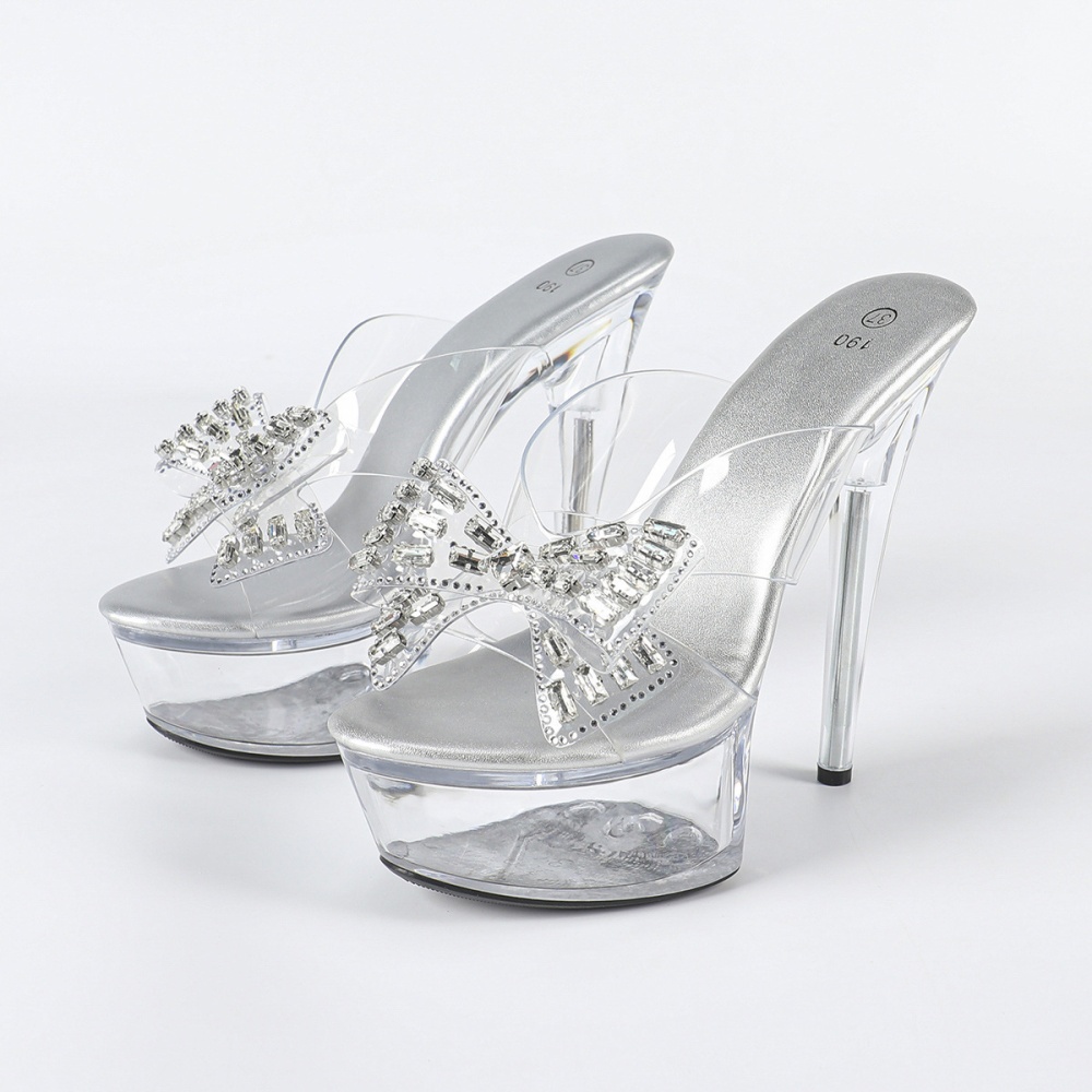 High-heeled fine-root platform sexy transparent shoes