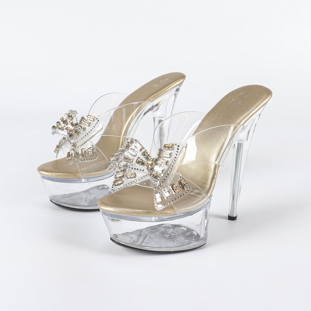 High-heeled fine-root platform sexy transparent shoes