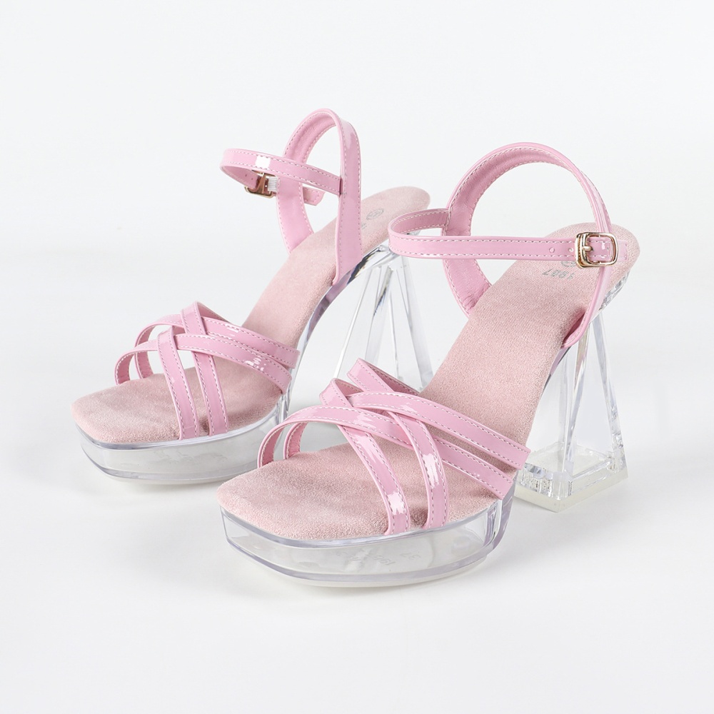 Model antiskid thick transparent sexy sandals