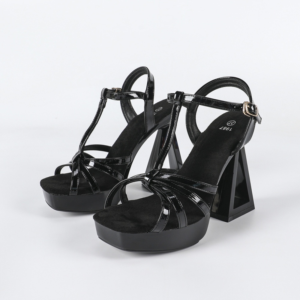 High-heeled platform sandals for women