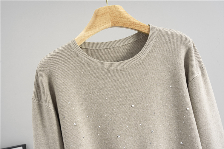 Starry long sleeve rhinestone sweater 2pcs set for women
