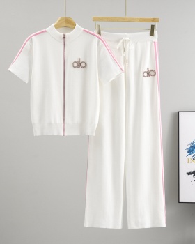Short sleeve Casual long pants 2pcs set for women