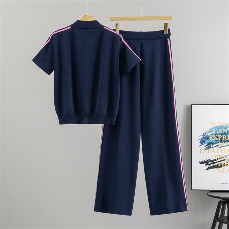 Short sleeve Casual long pants 2pcs set for women
