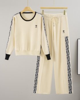 Casual sports wide leg pants 2pcs set for women