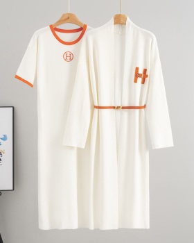 Knitted dress pullover long dress 2pcs set for women