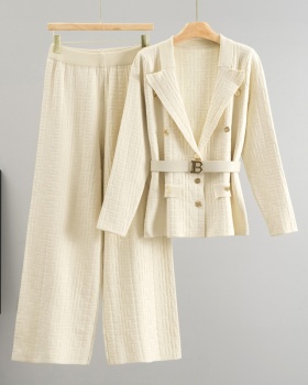 Temperament wide leg pants business suit a set for women