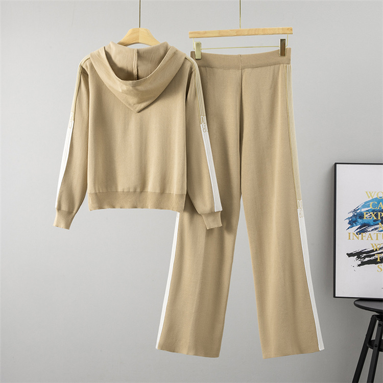 Western style knitted sportswear 2pcs set for women