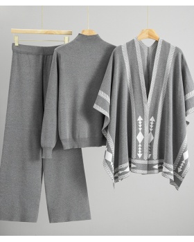Thermal all-match cloak knitted classic shawl 3pcs set