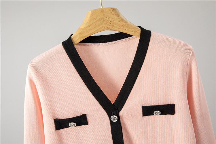 Long sleeve autumn cardigan classic short tops 3pcs set