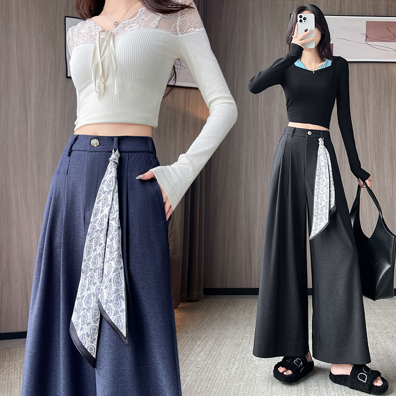 High waist wide leg pants scarves for women